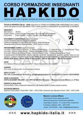 CORSO FORMAZIONE INSEGNANTI HAPKIDO