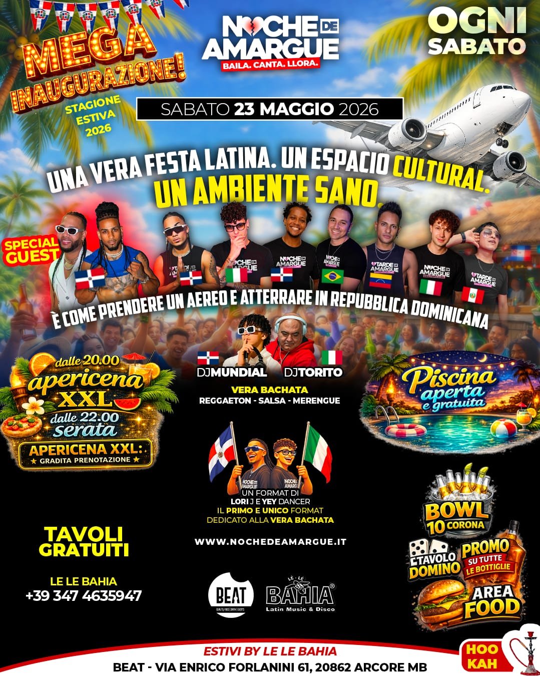 Da Sabato 23 Maggio 2026 Noche de Amargue approda all'Estivo Le Le Bahia presso il Beat di Arcore