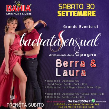 Sabato 30 Settembre - Stage esclusivo di Bachata Sensual con Berra & Laura