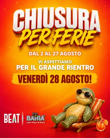 Chiusura per Ferie dal 2 al 27 Agosto 2026