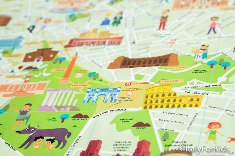 Mappa illustrata di Roma per bambini 