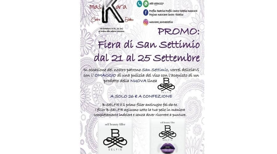 Jesi - Promozione San Settimio | Centro Estetico MasKara | Jesi, via Fontedamo 14bis | Tel. 388 3996227 | Offerta valida dal 21 al 25/09/18 Jesi - Promozione San Settimio | Centro Estetico MasKara | Jesi, via Fontedamo 14bis | Tel. 388 3996227 | Offerta valida dal 21 al 25/09/18