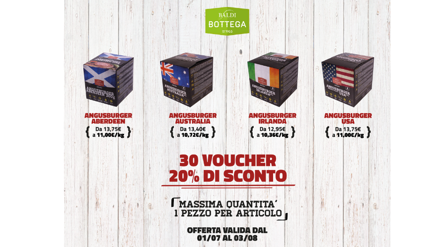Jesi - Sconto 20% Angusburger | Baldi Bottega | Jesi, Via della Barchetta, 8 | Tel. 073160142 | Offerta valida dall'1/7 al 3/08/19 Jesi - Sconto 20% Angusburger | Baldi Bottega | Jesi, Via della Barchetta, 8 | Tel. 073160142 | Offerta valida dall'1/7 al 3/08/19