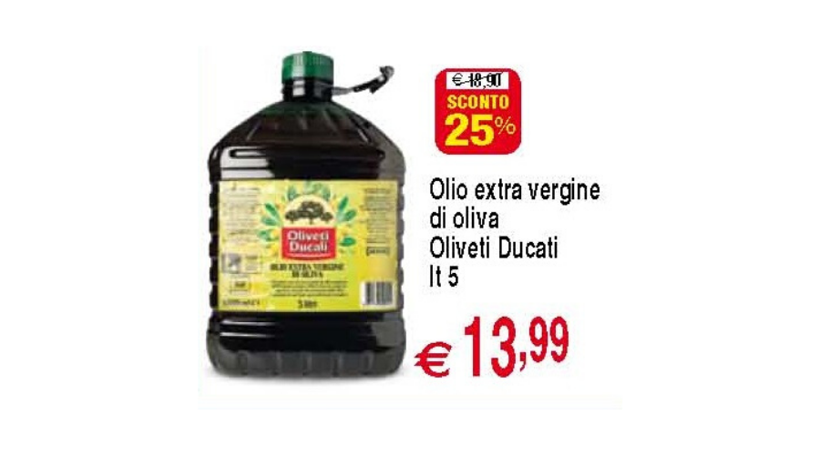 Castelplanio - Sconto 25% Olio EVO Oliveti Ducati lt5 | Discount Centro Oceano | Castelplanio, Via del Commercio, 1 | Offerta valida fino al 9/12/19 Castelplanio - Sconto 25% Olio EVO Oliveti Ducati lt5 | Discount Centro Oceano | Castelplanio, Via del Commercio, 1 | Offerta valida fino al 9/12/19