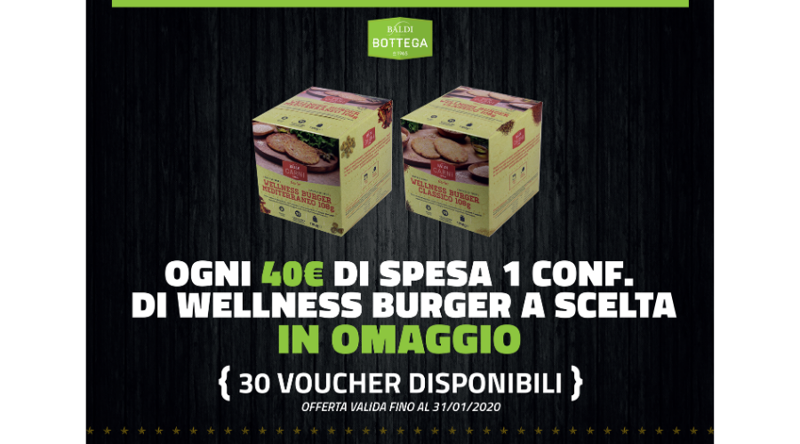 Jesi - Wellness Burger in Omaggio con 40 euro di Spesa | Baldi Bottega | Jesi, Via della Barchetta, 8 | Tel. 073160142 | Offerta valida fino al 31/01/20 Jesi - Wellness Burger in Omaggio con 40 euro di Spesa | Baldi Bottega | Jesi, Via della Barchetta, 8 | Tel. 073160142 | Offerta valida fino al 31/01/20