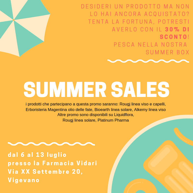 SUMMER SALES, fino al 30% di sconto sui migliori prodotti! - Farmacia Vidari SUMMER SALES, fino al 30% di sconto sui migliori prodotti! - Farmacia Vidari