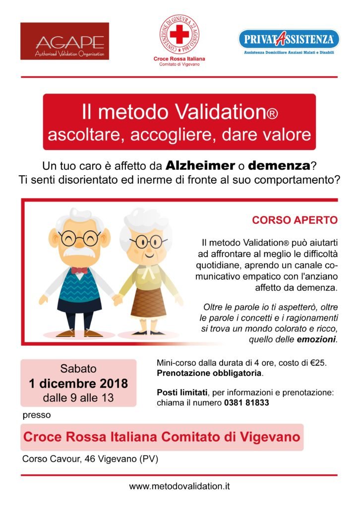 Un tuo caro è affetto da ALZHEIMER? Corso Validation 1° dicembre 2018 