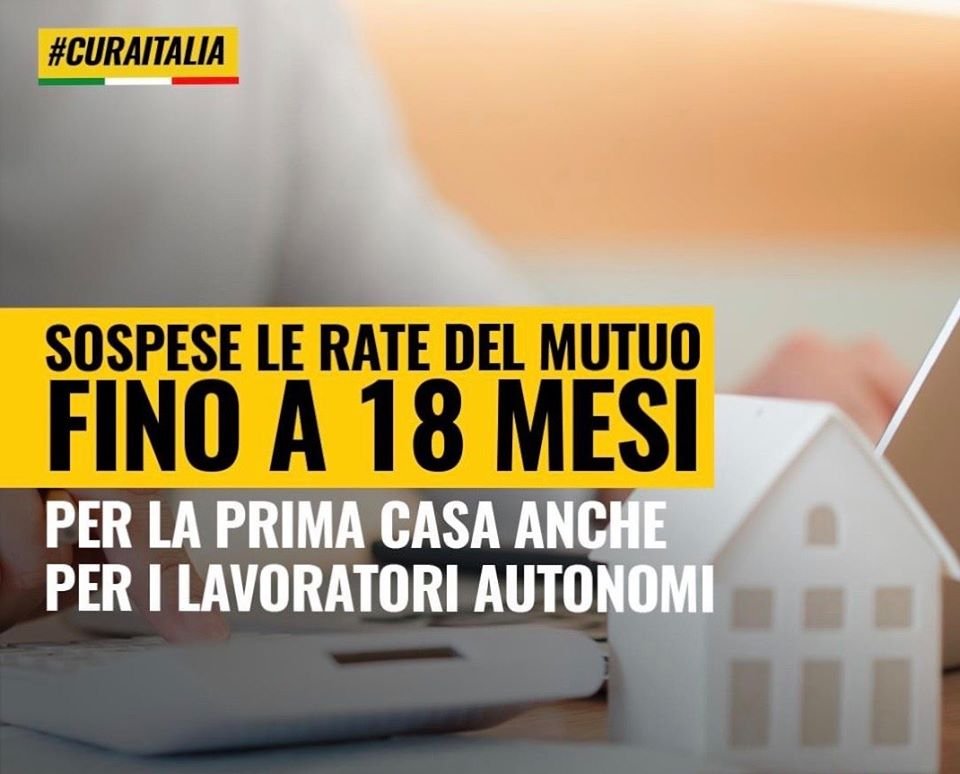 Sospese le rate del mutuo fino a 18 mesi 