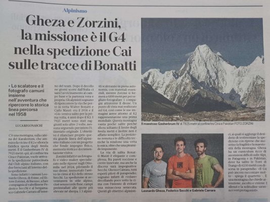 GHEZA AND ZORZINI, THE MISSION IS THE G4 IN THE CAI EXPEDITION ON THE FOOTSTEPS OF BONATTI