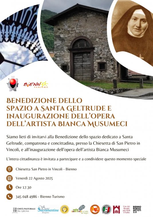 BENEDIZIONE DELLO SPAZIO A SANTA GELTRUDE E INAUGURAZIONE DELL'OPERA DELL'ARTISTA BIANCA MUSUMECI